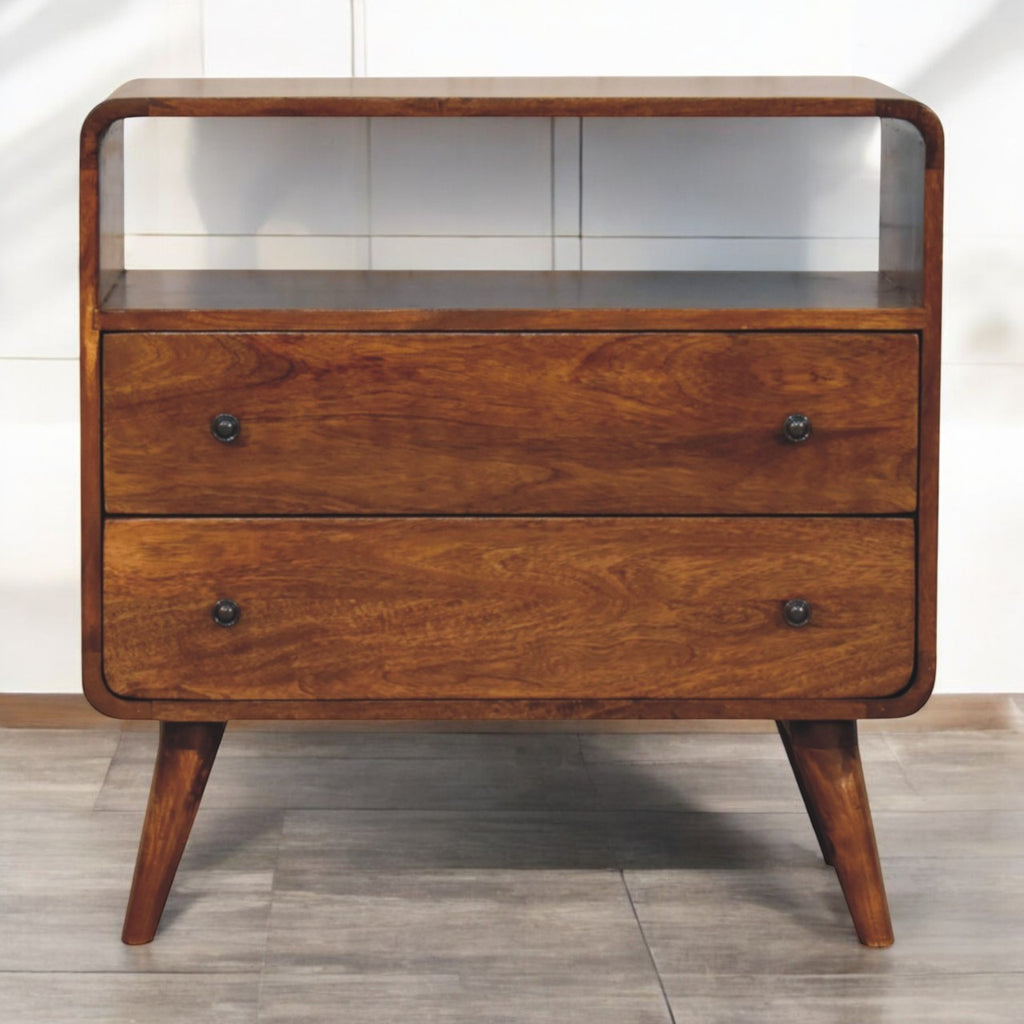 Commode Curved Nordic Charm — Finition Châtaigne