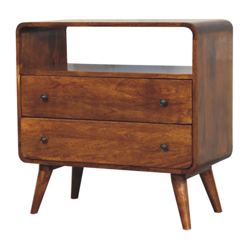 Commode Curved Nordic Charm — Finition Châtaigne