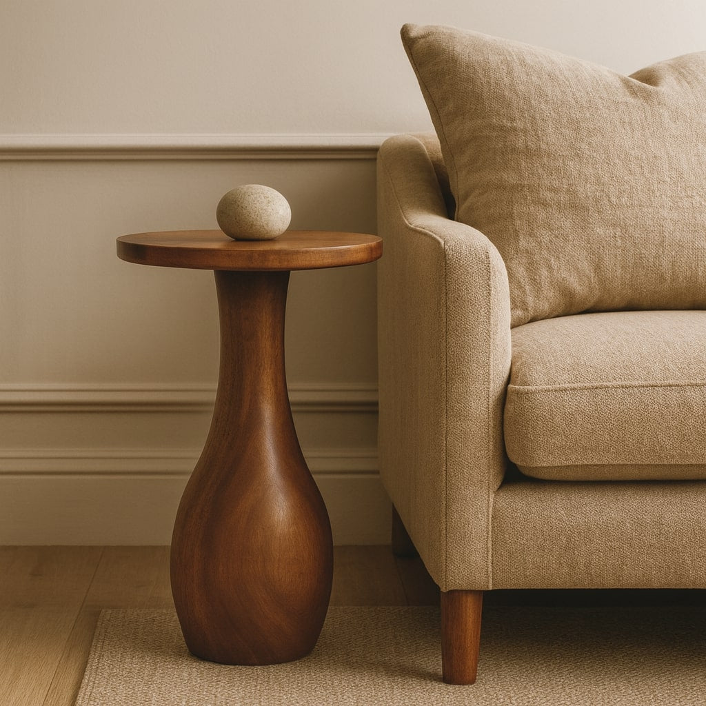 Table d'Appoint Curved Base — Finition Ambre